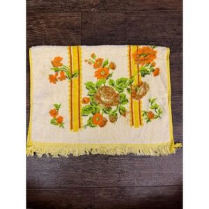 Vintage Floral Hand‎ Towel Yellow Orange Flowers Blossoms Bathroom Decor